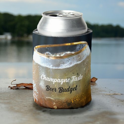 Champagne Taste Beer Budget Fun Frosted Glass Can Cooler