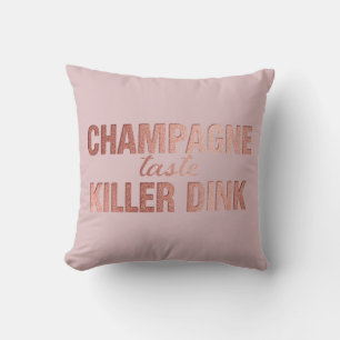 Champagne Taste Killer Dink - Rose Gold Pickleball Throw Pillow
