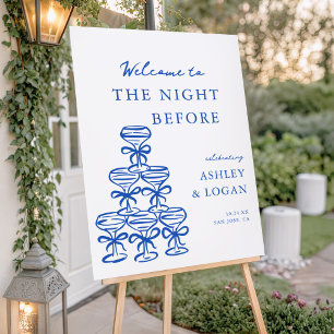 Champagne The Night Before Blue Rehearsal Dinner Foam Board