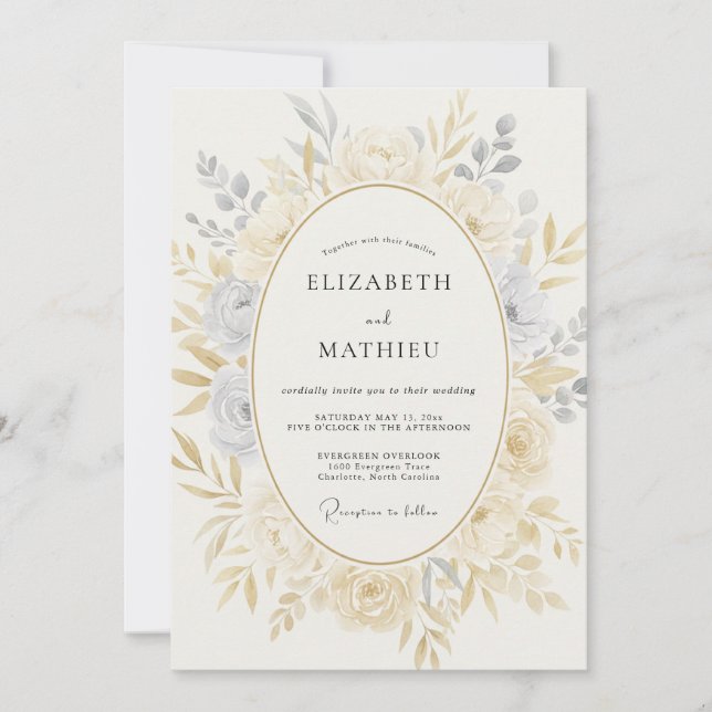 Champagne Timeless Classic Wedding Invitation (Front)