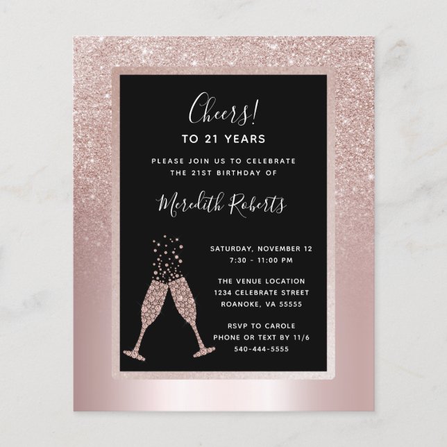Champagne Toast 21st Birthday Party Invitation (Front)
