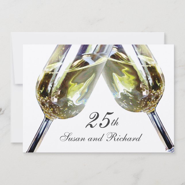 Champagne Toast 25th Anniversary Invitation (Front)