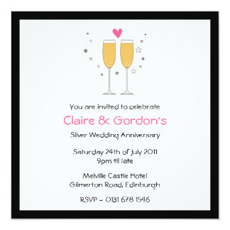 Champagne Toast Anniversary Party Invitation- whit Card
