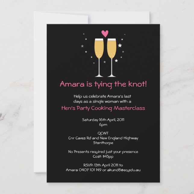 Champagne Toast Bachelorette Party Invitation (Front)