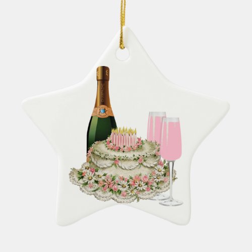 Champagne Toast Birthday Ceramic Ornament