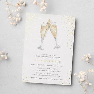 Champagne Toast Bridal Shower Brunch Foil Invitation
