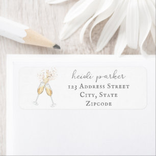 Champagne Toast Bubbly Return Address Label