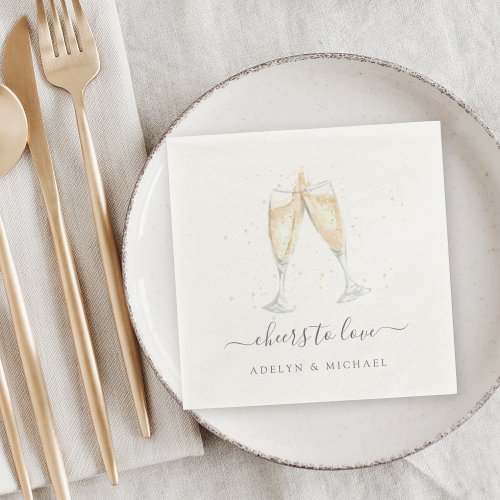 Champagne Toast Cheers to Love Personalized Napkins