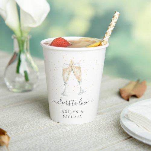 Champagne Toast Cheers to Love Personalized Paper Cups