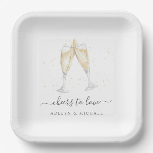 Champagne Toast Cheers to Love Personalized Paper Plates
