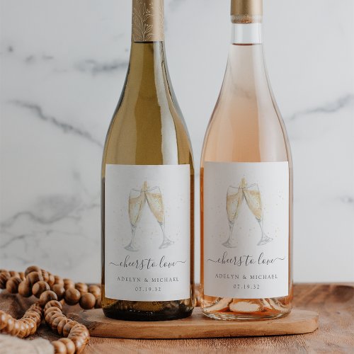 Champagne Toast Cheers to Love Personalized Wine Label