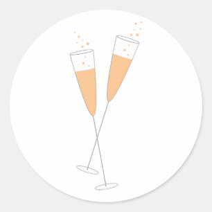 Champagne Toast Classic Round Sticker