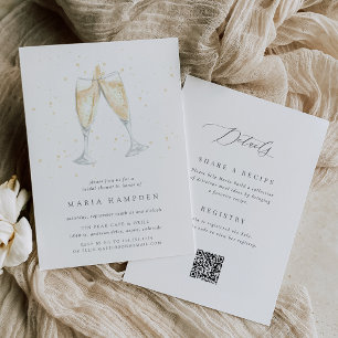 Champagne Toast Double-Sided Bridal Shower Invitation