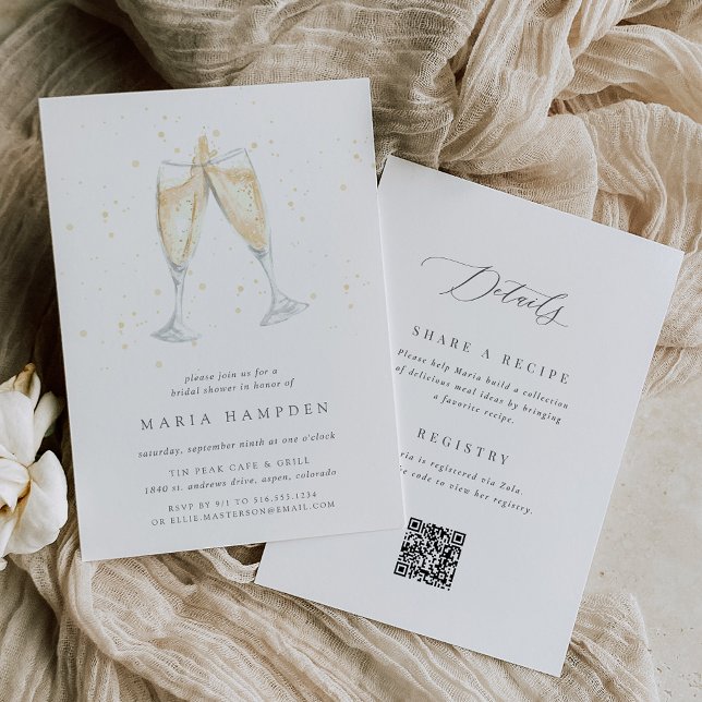 Champagne Toast Double-Sided Bridal Shower Invitation (Creator Uploaded)