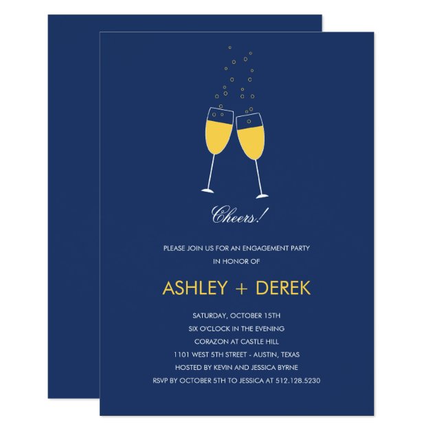 Champagne Toast Engagement Party Invitation