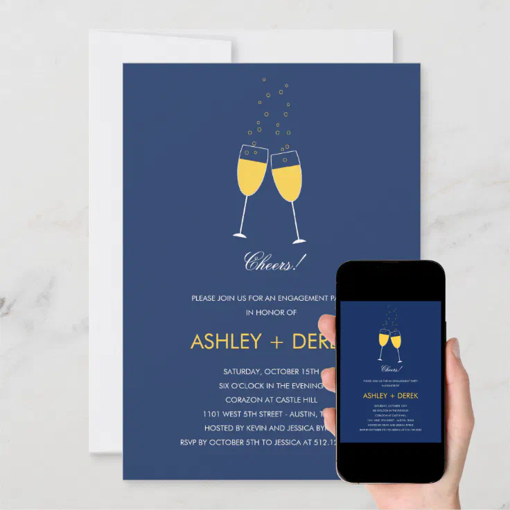 Champagne Toast Engagement Party Invitation | Zazzle