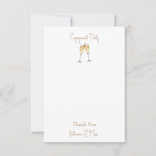 Champagne Toast Engagement Party Thank You Card (Front)