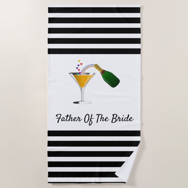Champagne Toast Father of the Bride Beach Towel (Front)