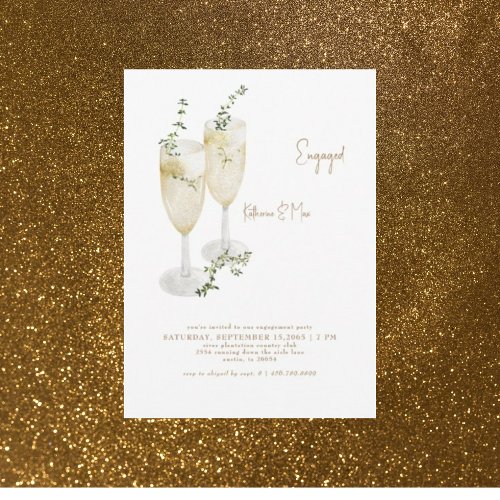 Champagne Toast Foliage Engagement Party Invitation