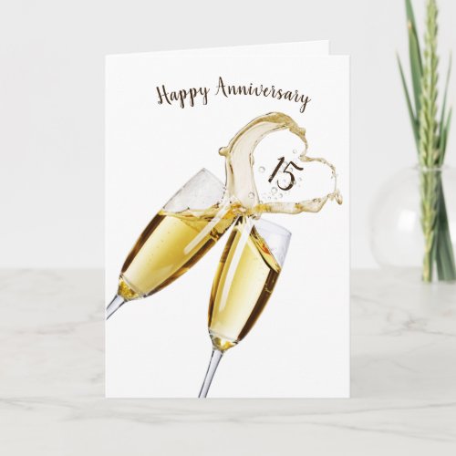 Champagne Toast for 15th Anniversary  Card