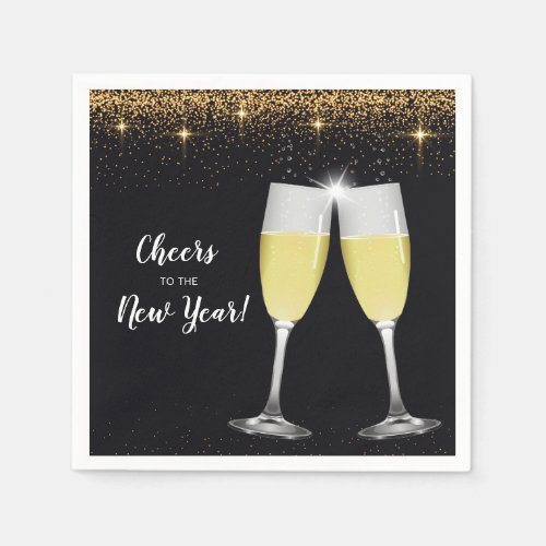 Champagne Toast Glitter New Years Eve Party Napkins