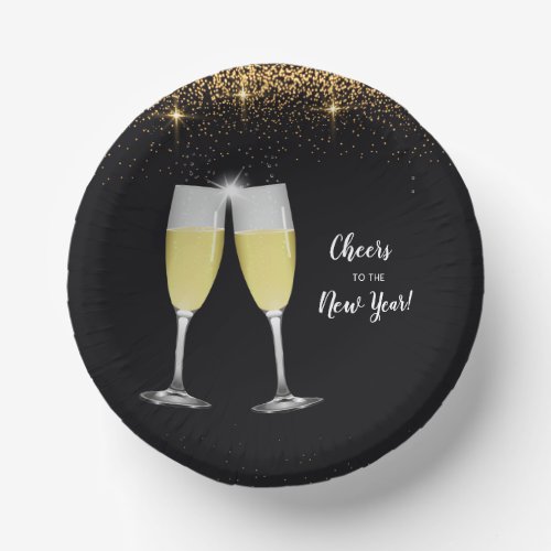 Champagne Toast Glitter New Years Eve Party Paper Bowls