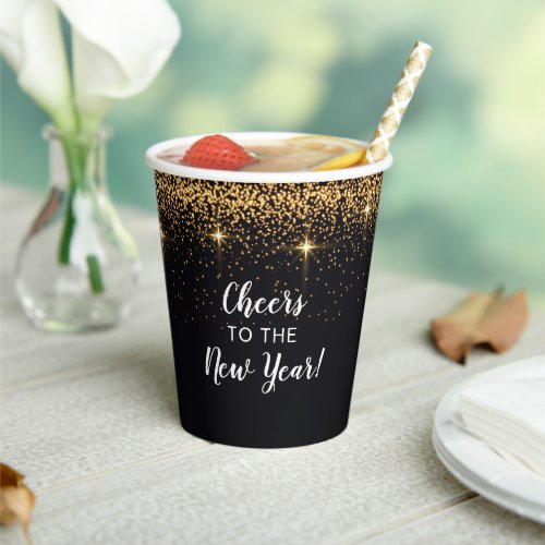 Champagne Toast Glitter New Years Eve Party Paper Cups