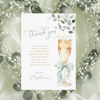 Champagne Toast Greenery Thank You Card