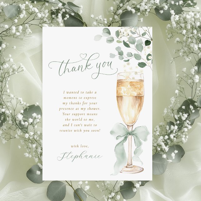 Champagne Toast Greenery Thank You Card (Creator Uploaded)