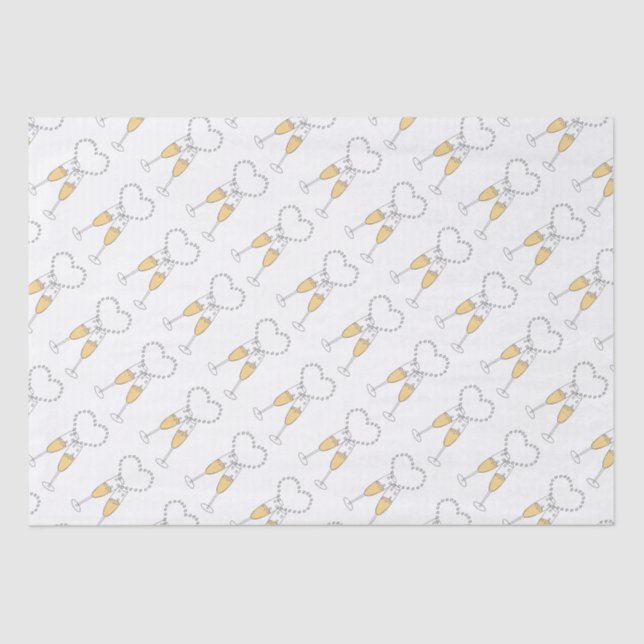 Champagne Toast Heart Tissue Paper (Front)