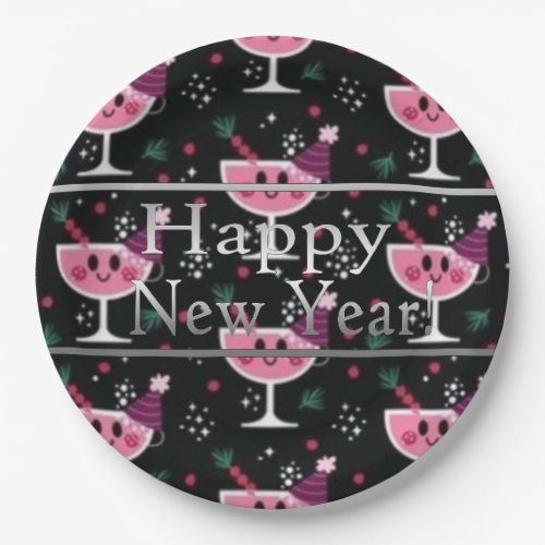 Champagne Toast New Year Party Paper Plates