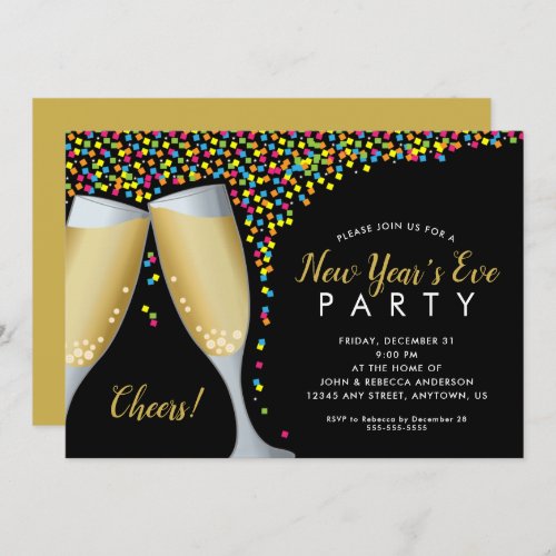 Champagne Toast  New Years Eve Party Invitation