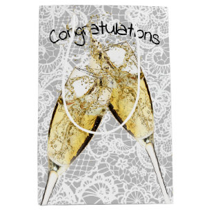 Champagne Toast on Lace Medium Gift Bag