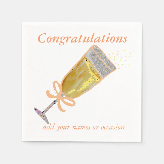 Champagne Toast Peach Napkins (Front)