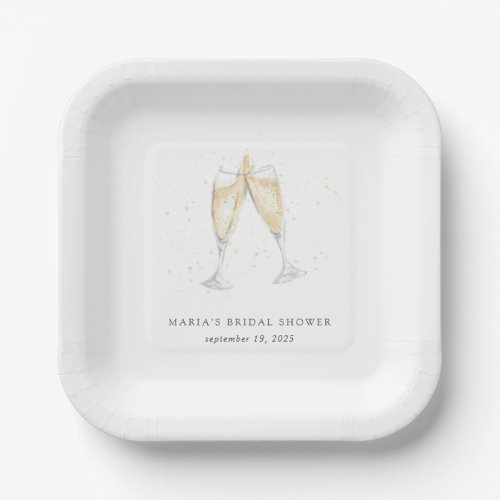 Champagne Toast Personalized Bridal Shower Paper Plates
