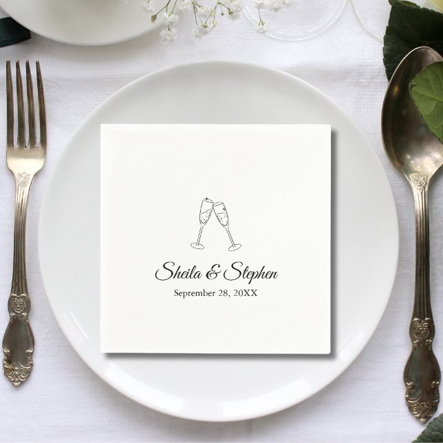 Champagne Toast Personalized Wedding Paper Napkins (Creator Uploaded)