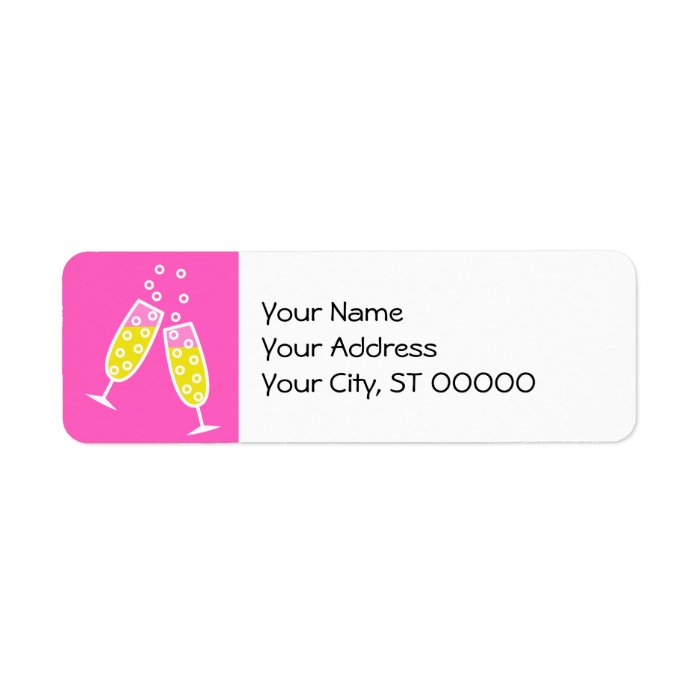 Champagne Toast   pink Custom Return Address Label