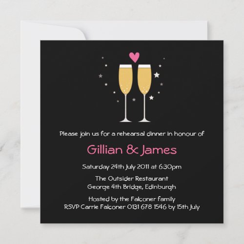 Champagne Toast Rehearsal Dinner Invitation