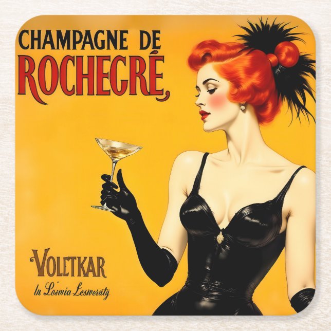 Champagne Toast Square Paper Coaster (Front)