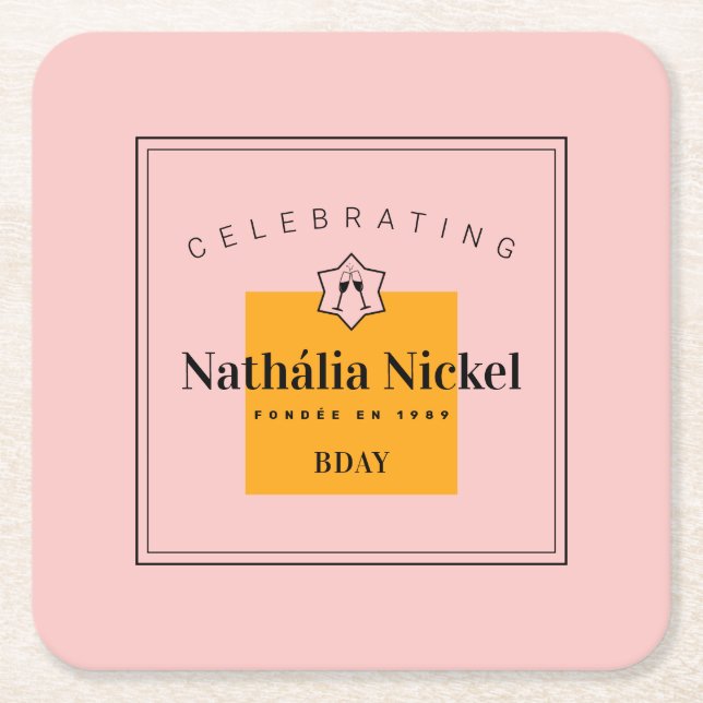 Champagne Toast Square Paper Coaster (Front)