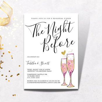 Champagne Toast The Night Before Rehearsal Dinner Invitation by lesrubaweddings at Zazzle