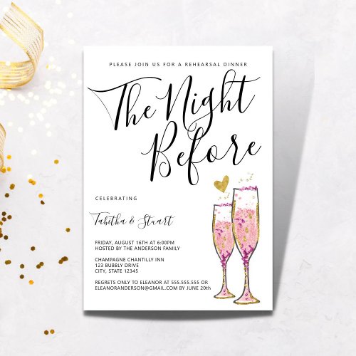 Champagne Toast The Night Before Rehearsal Dinner Invitation