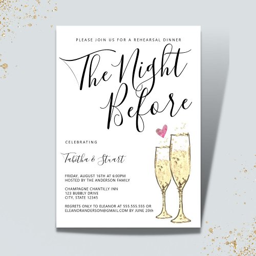 Champagne Toast The Night Before Rehearsal Dinner Invitation
