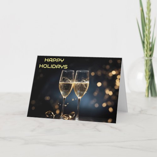 CHAMPAGNE TOAST TO A HAPPY CHRISTMAS HOLIDAY CARD