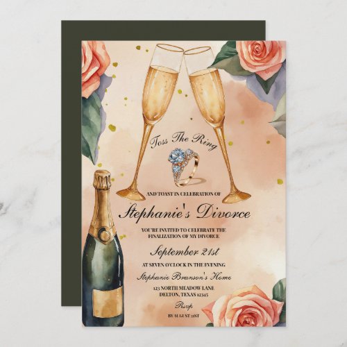 Champagne Toast to New Beginnings A Divorce Party Invitation