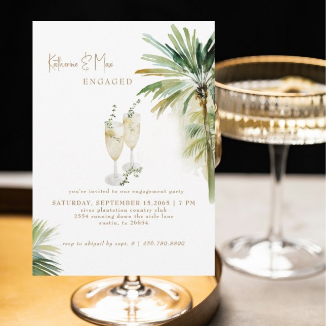 Champagne Toast Tropical Engagement Party  Invitation (Creator Uploaded)
