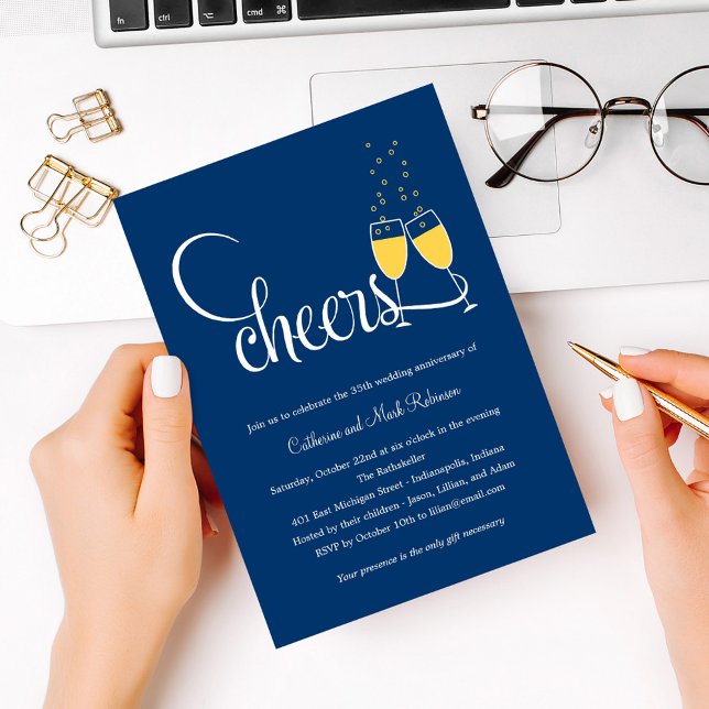 Champagne Toast Wedding Anniversary Invitation (Creator Uploaded)