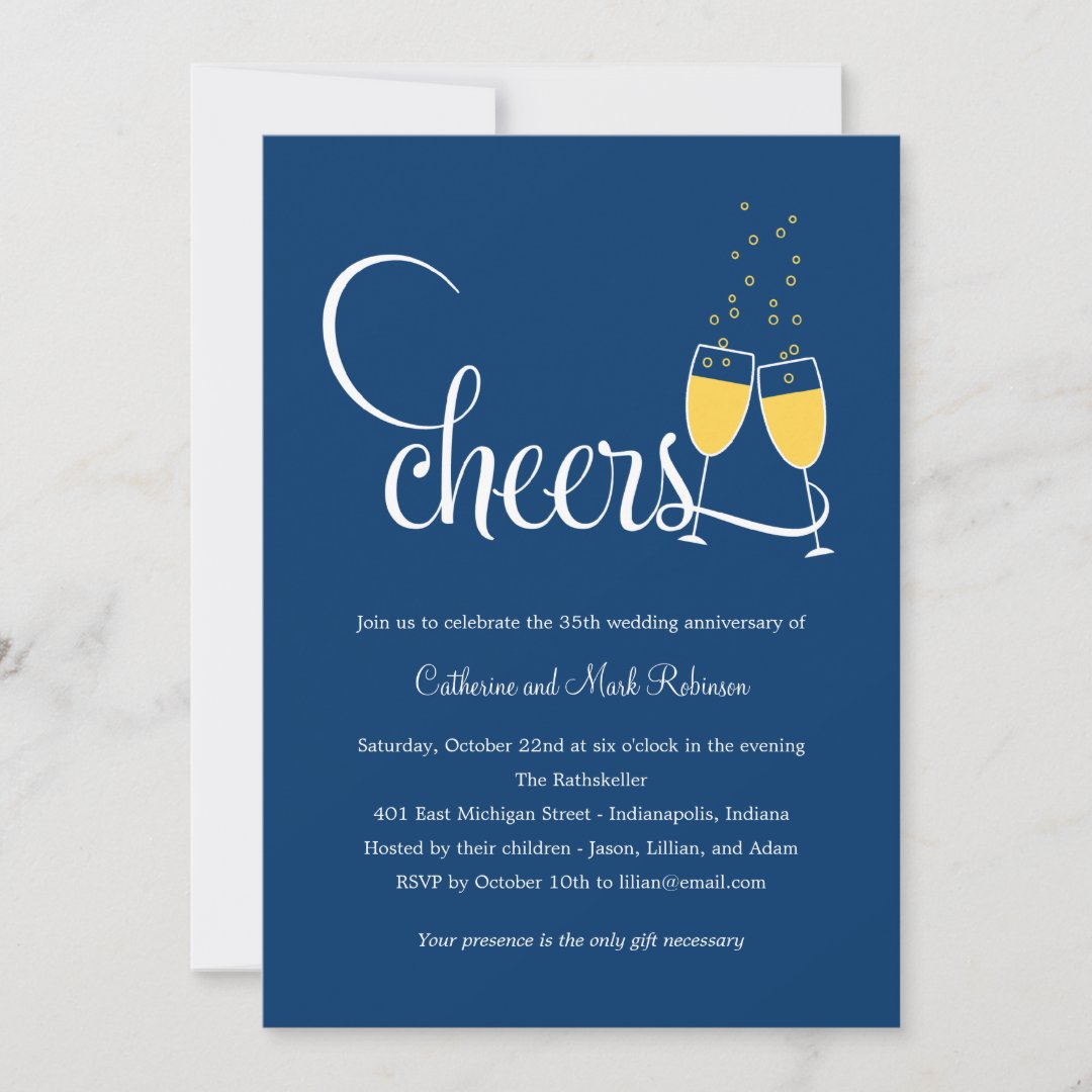 Champagne Toast Wedding Anniversary Invitation | Zazzle