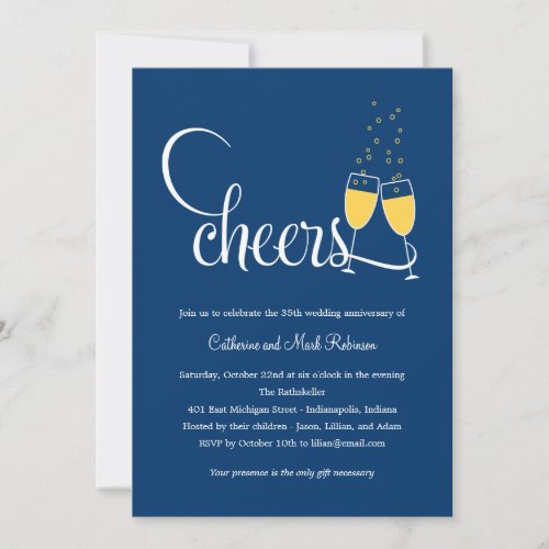 Champagne Toast Wedding Anniversary Invitation
