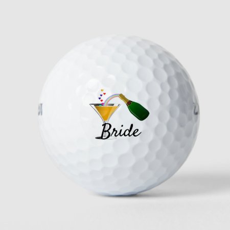 Champagne Toast Wedding Bride Golf Balls